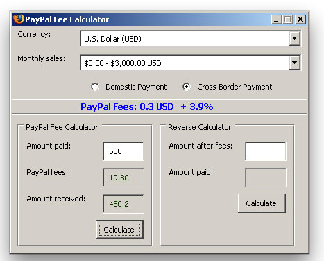 PayPal Fee Calculator for